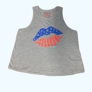 Modern Lux Tank Top American Flag Women’s Gray M
